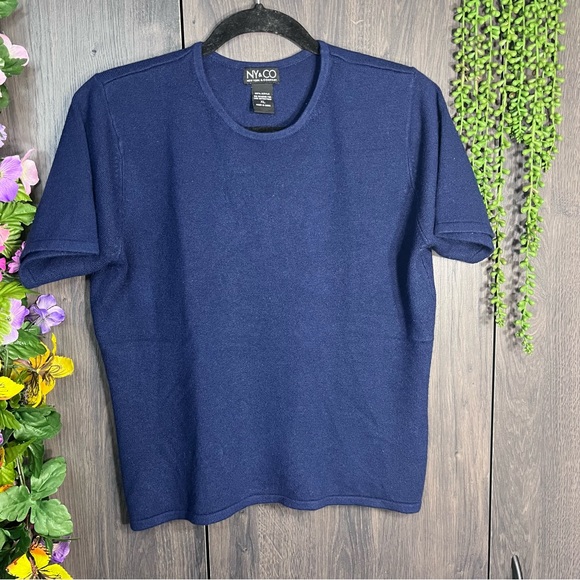 .!🌼3/$30🌼New York & Company Short Sleeve Sweater Top Size XL - Picture 5 of 14